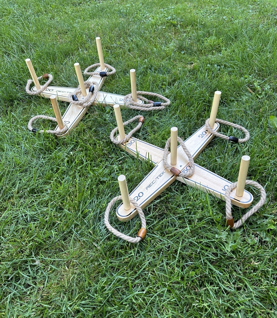Wooden ring toss game