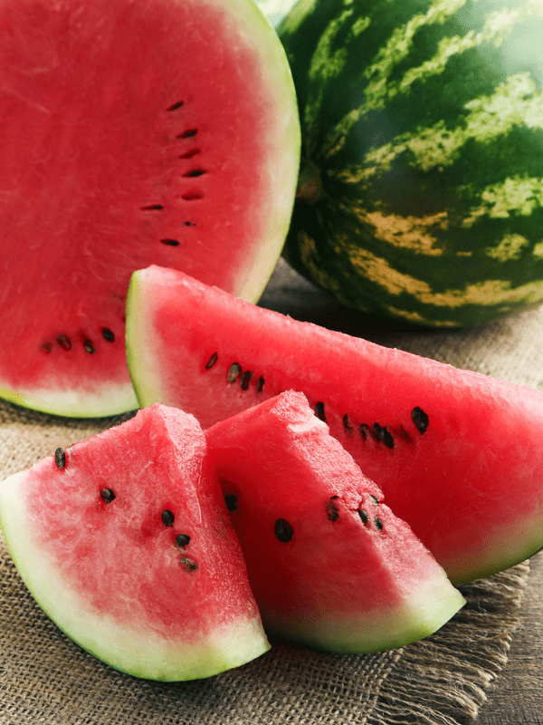 Field watermelon cut into slices