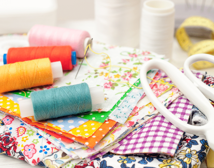 Image of sewing supplies for the Sew a Gingham Heart Ornament for German Heritage Month event